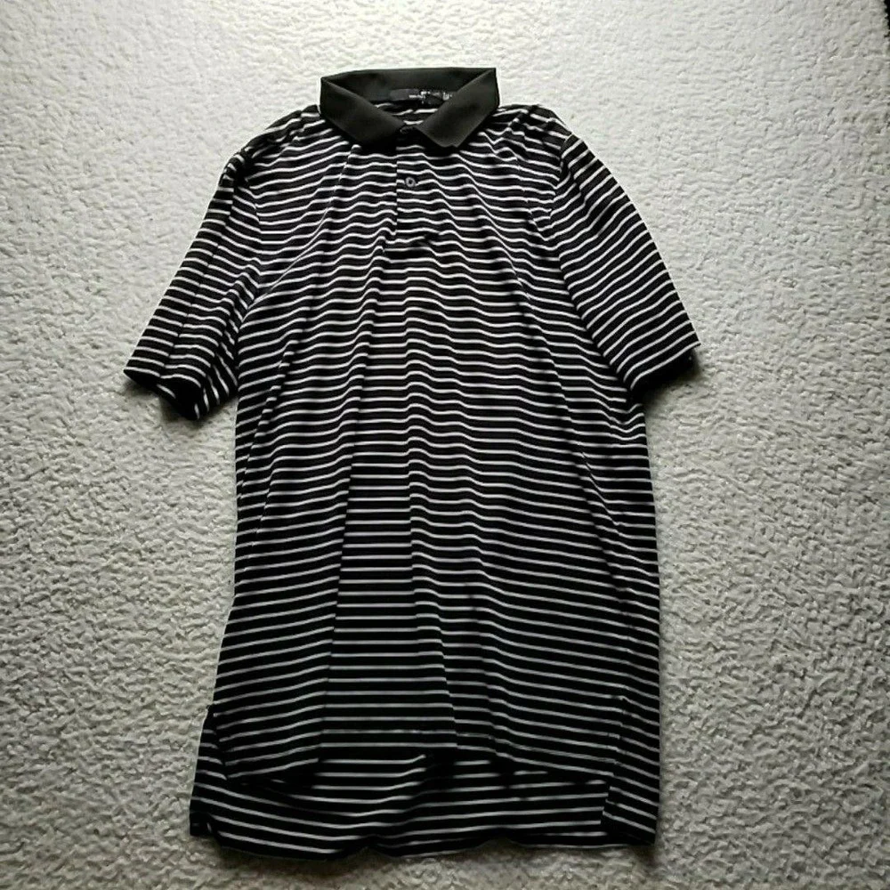 RLX Ralph Lauren Polo Shirt Mens M Black Stripe Sugar Creek Golf Logo Knit Top